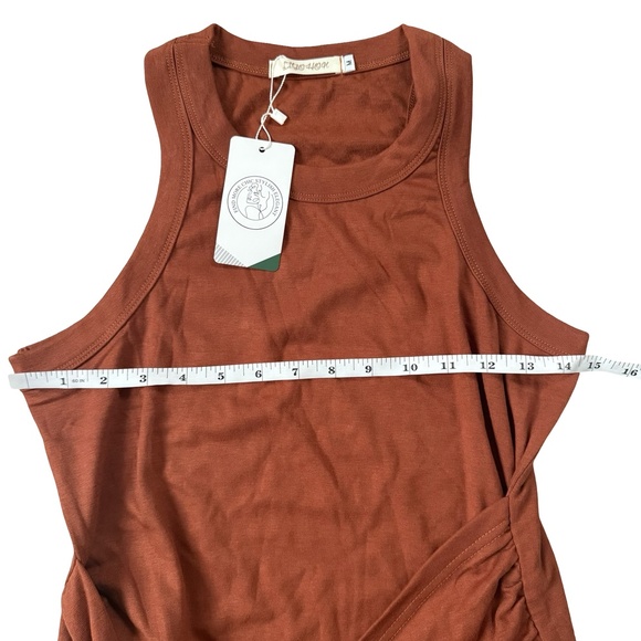 Womens Dark Brown Summer Casual Sleeveless Beach Mini Dress Medium - Picture 5 of 5